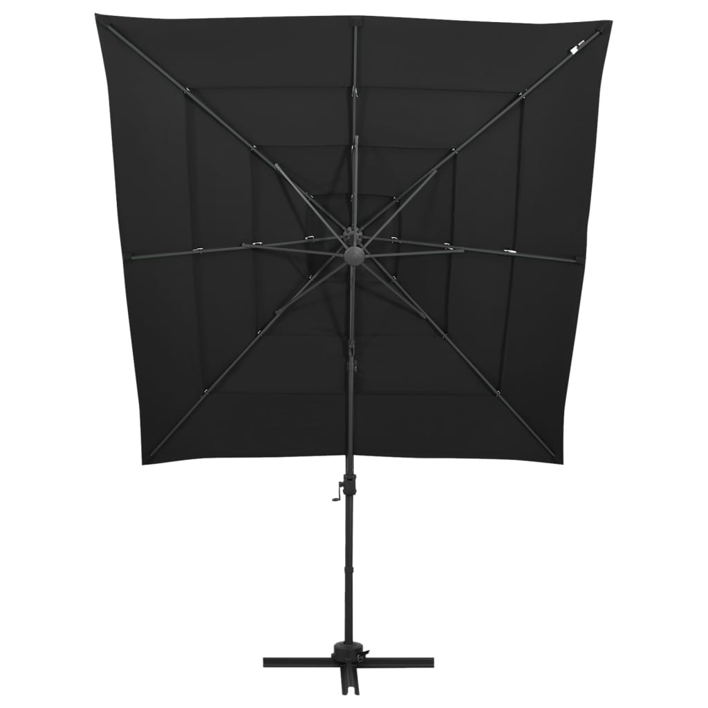 4-Tier Garden Parasol with Aluminium Pole Black 250x250 cm