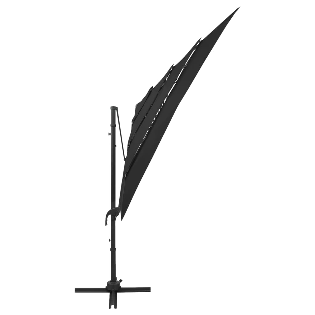 4-Tier Garden Parasol with Aluminium Pole Black 250x250 cm