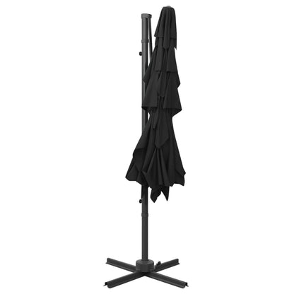 4-Tier Garden Parasol with Aluminium Pole Black 250x250 cm