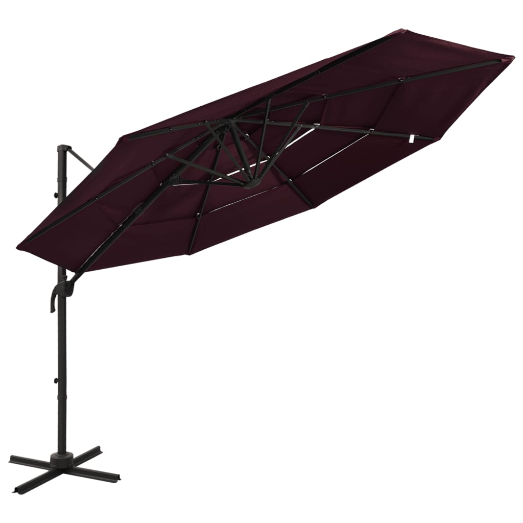 4-Tier Garden Parasol with Aluminium Pole Bordeaux Red 3x3 m