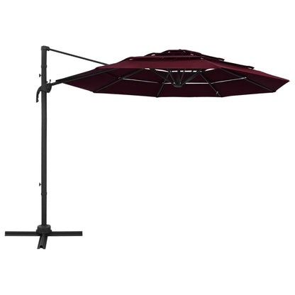 4-Tier Garden Parasol with Aluminium Pole Bordeaux Red 3x3 m