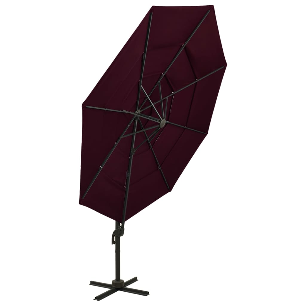 4-Tier Garden Parasol with Aluminium Pole Bordeaux Red 3x3 m