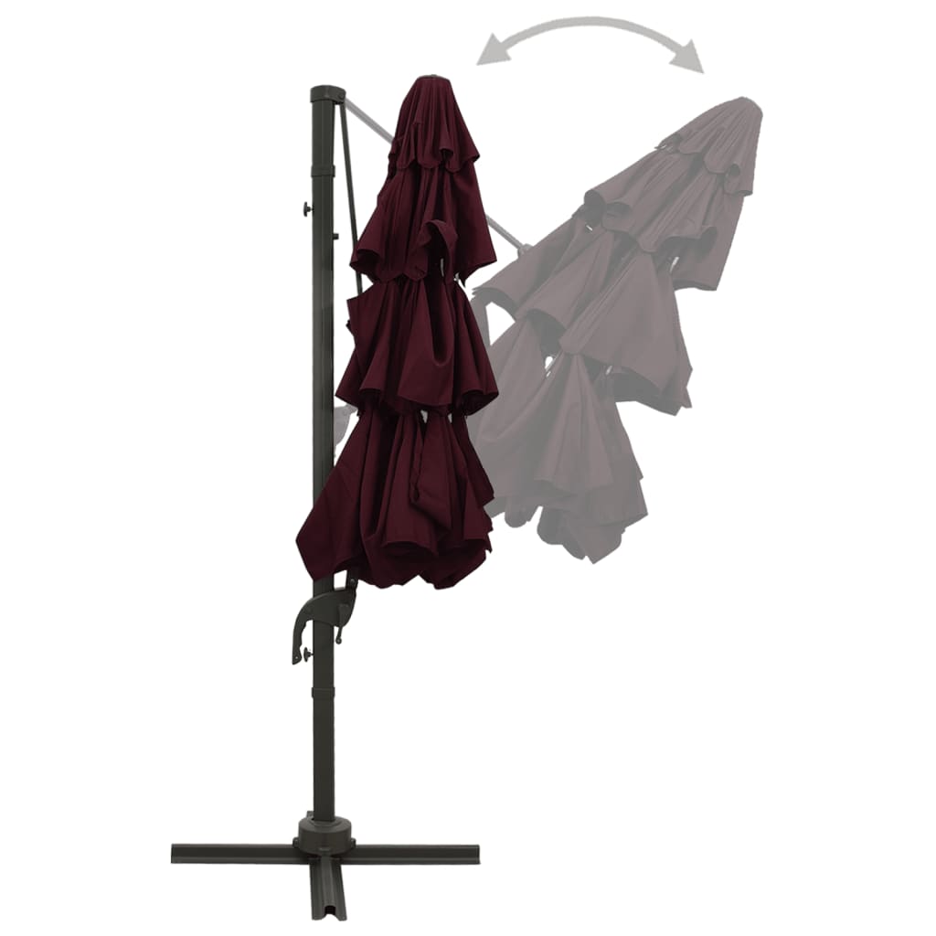 4-Tier Garden Parasol with Aluminium Pole Bordeaux Red 3x3 m