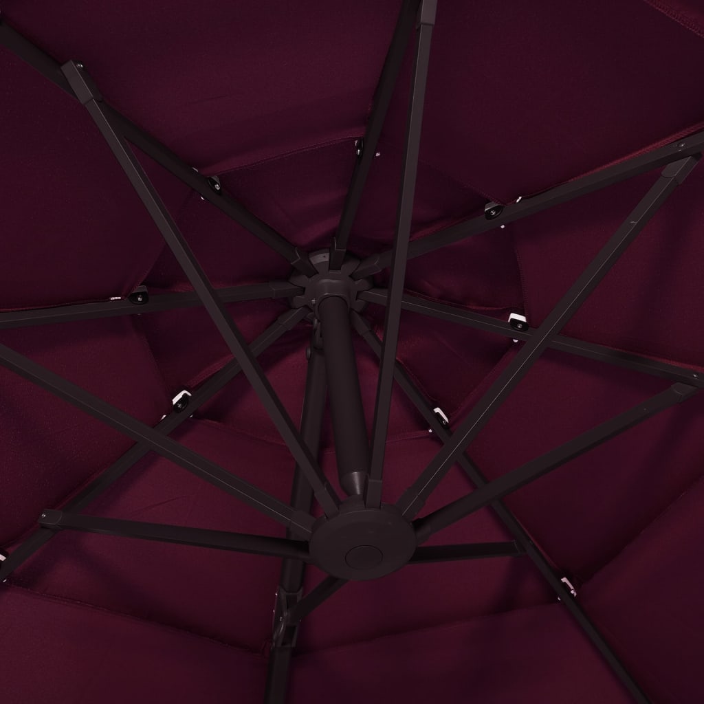 4-Tier Garden Parasol with Aluminium Pole Bordeaux Red 3x3 m