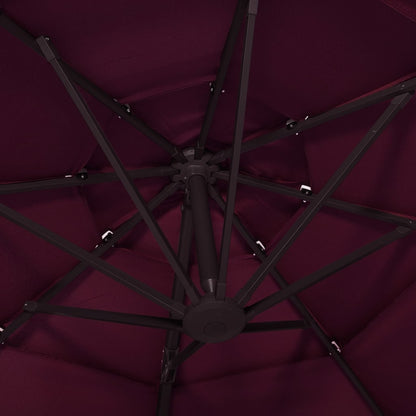 4-Tier Garden Parasol with Aluminium Pole Bordeaux Red 3x3 m