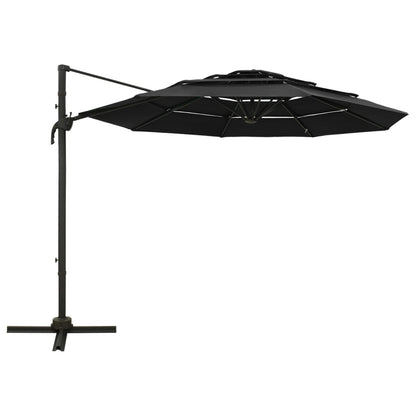 4-Tier Garden Parasol with Aluminium Pole Black 3x3 m