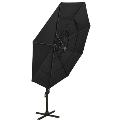 4-Tier Garden Parasol with Aluminium Pole Black 3x3 m