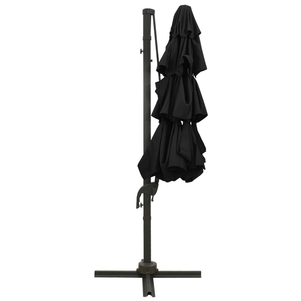 4-Tier Garden Parasol with Aluminium Pole Black 3x3 m