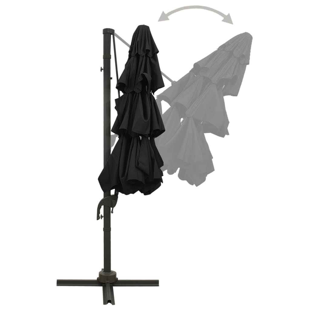 4-Tier Garden Parasol with Aluminium Pole Black 3x3 m