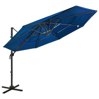 4-Tier Garden Parasol with Aluminium Pole Azure Blue 3x3 m