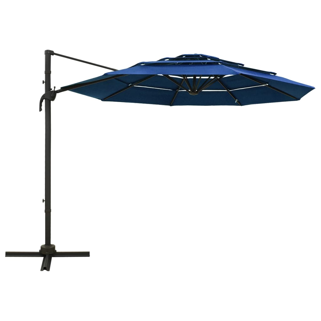 4-Tier Garden Parasol with Aluminium Pole Azure Blue 3x3 m