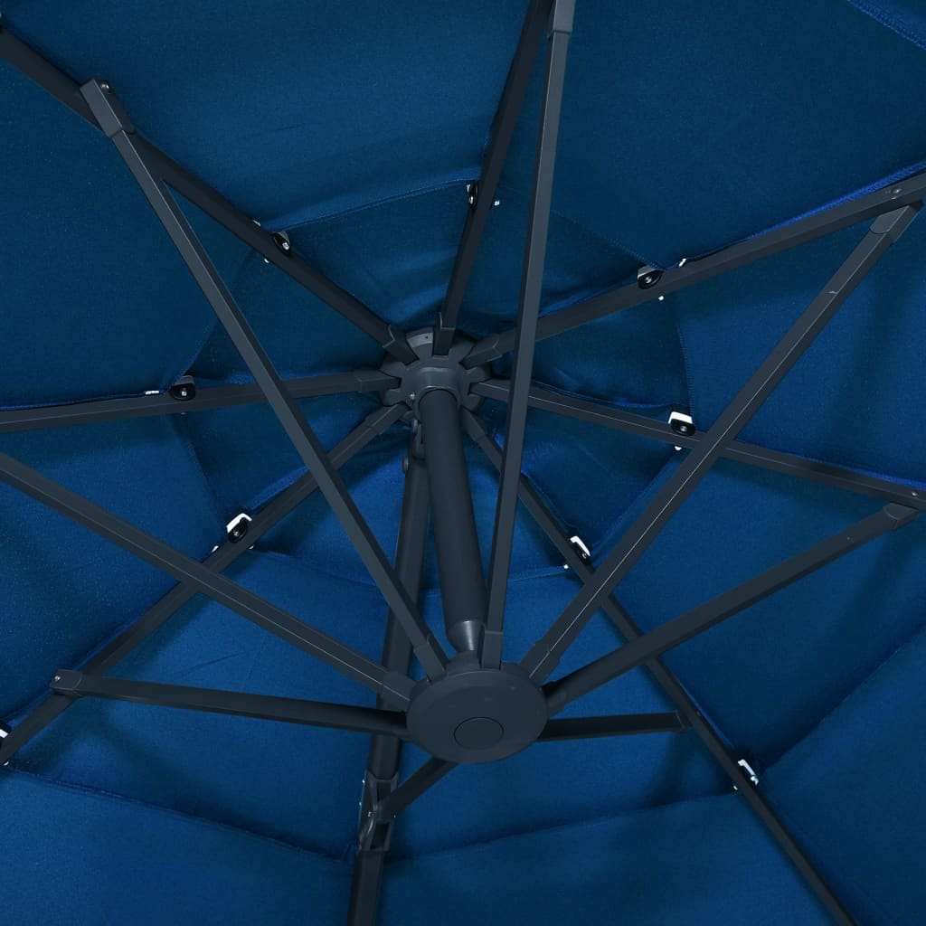 4-Tier Garden Parasol with Aluminium Pole Azure Blue 3x3 m