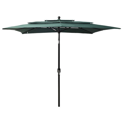 3-Tier Garden Parasol with Aluminium Pole Green 2.5x2.5 m