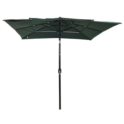 3-Tier Garden Parasol with Aluminium Pole Green 2.5x2.5 m