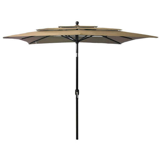 3-Tier Garden Parasol with Aluminium Pole Taupe 2.5x2.5 m