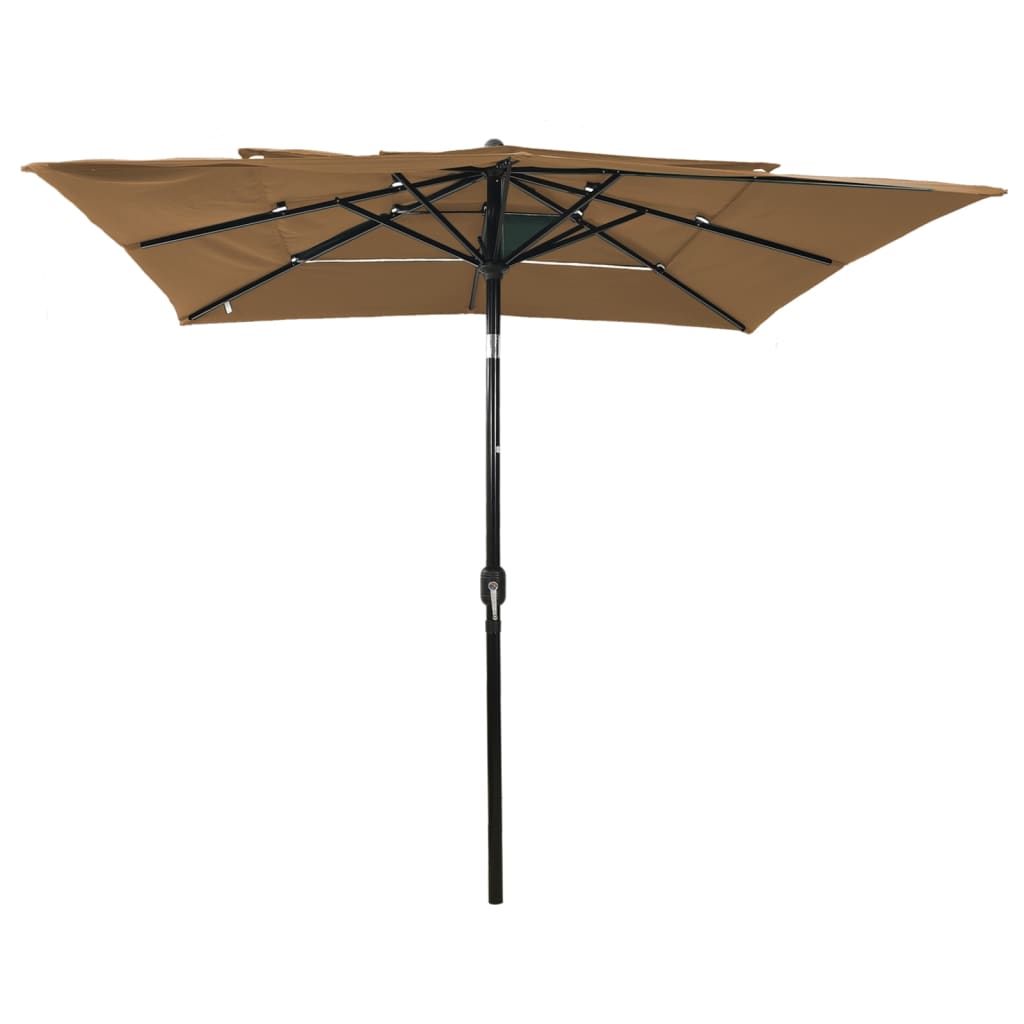 3-Tier Garden Parasol with Aluminium Pole Taupe 2.5x2.5 m