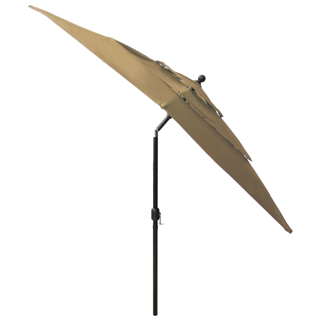 3-Tier Garden Parasol with Aluminium Pole Taupe 2.5x2.5 m