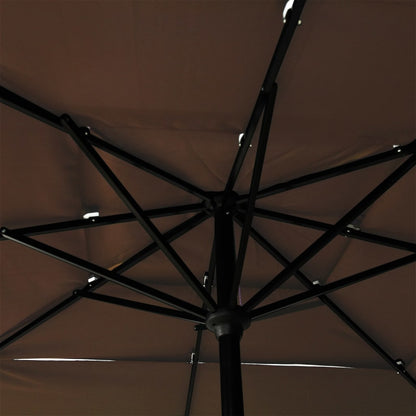 3-Tier Garden Parasol with Aluminium Pole Taupe 2.5x2.5 m