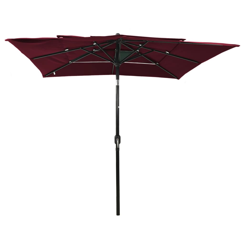 3-Tier Garden Parasol with Aluminium Pole Bordeaux Red 2.5x2.5 m