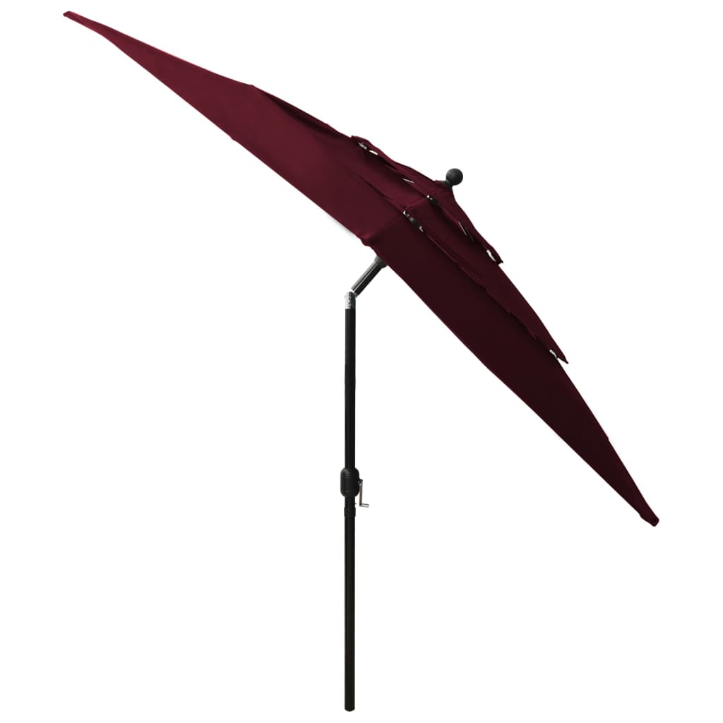 3-Tier Garden Parasol with Aluminium Pole Bordeaux Red 2.5x2.5 m