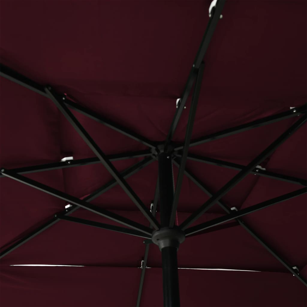 3-Tier Garden Parasol with Aluminium Pole Bordeaux Red 2.5x2.5 m