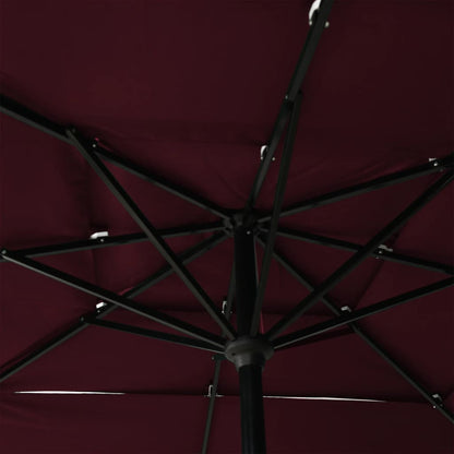 3-Tier Garden Parasol with Aluminium Pole Bordeaux Red 2.5x2.5 m