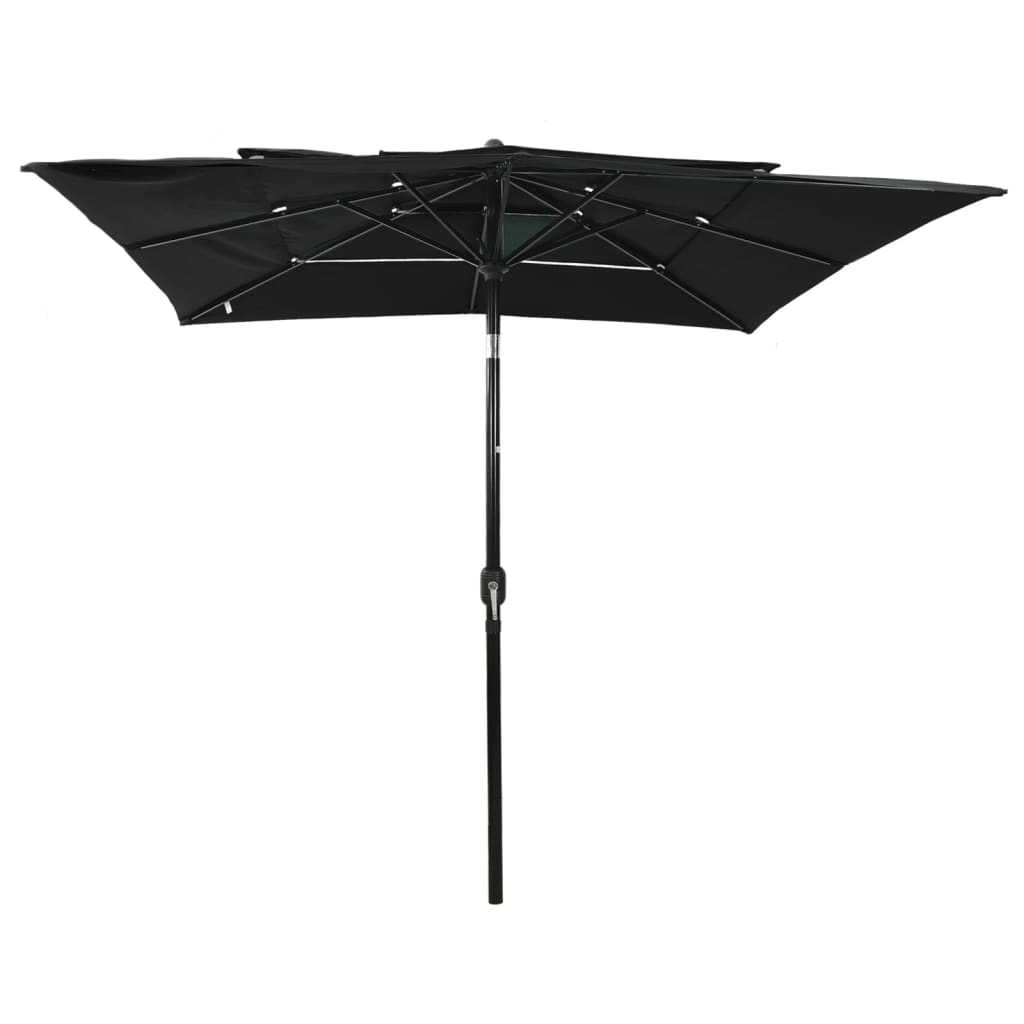 3-Tier Garden Parasol with Aluminium Pole Black 2.5x2.5 m