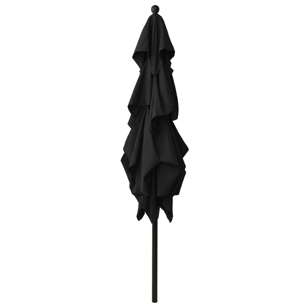 3-Tier Garden Parasol with Aluminium Pole Black 2.5x2.5 m