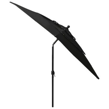 3-Tier Garden Parasol with Aluminium Pole Black 2.5x2.5 m