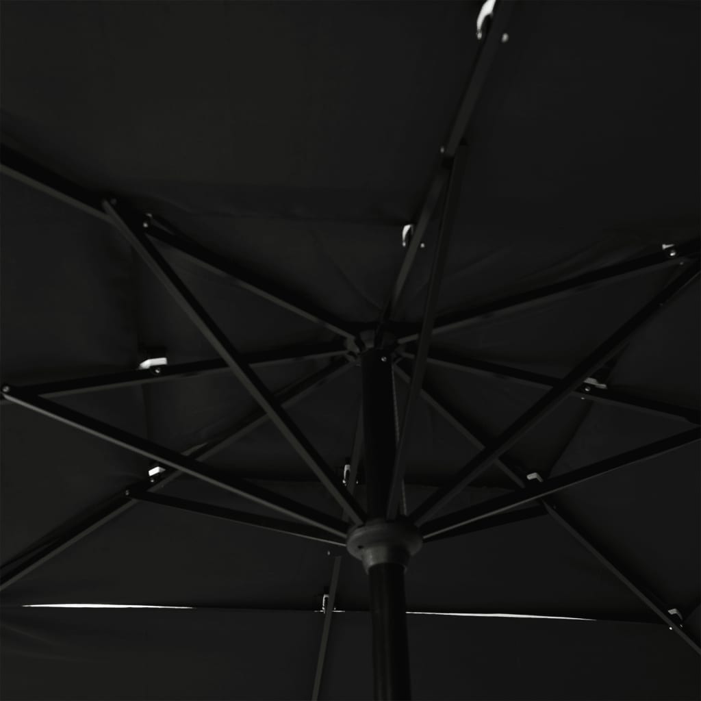 3-Tier Garden Parasol with Aluminium Pole Black 2.5x2.5 m