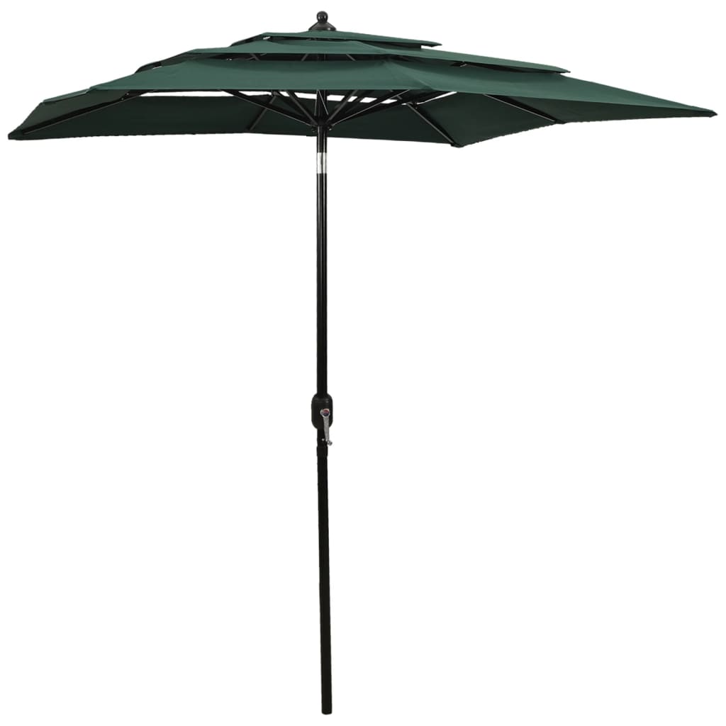 3-Tier Garden Parasol with Aluminium Pole Green 2x2 m