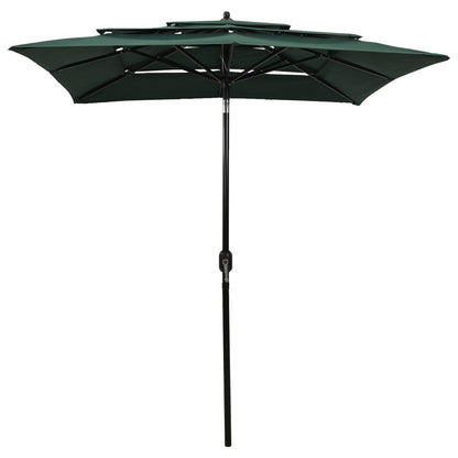 3-Tier Garden Parasol with Aluminium Pole Green 2x2 m