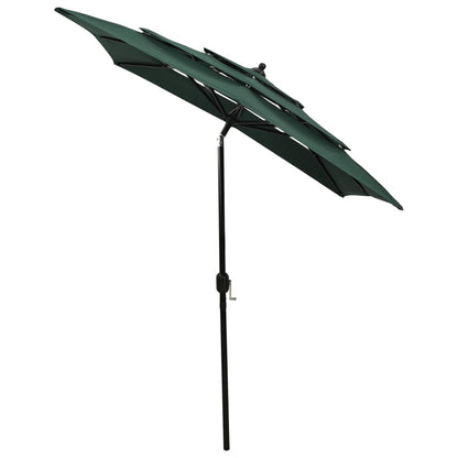 3-Tier Garden Parasol with Aluminium Pole Green 2x2 m