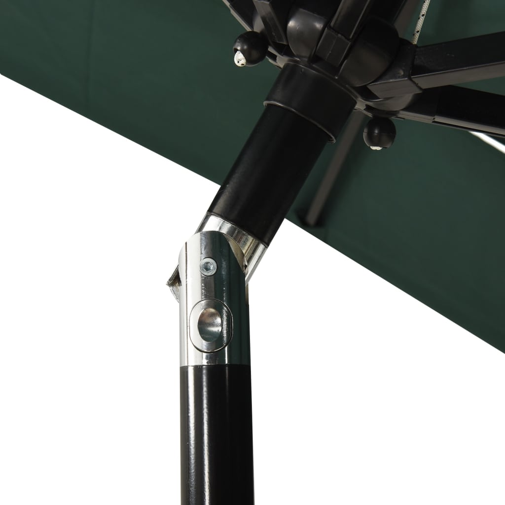 3-Tier Garden Parasol with Aluminium Pole Green 2x2 m