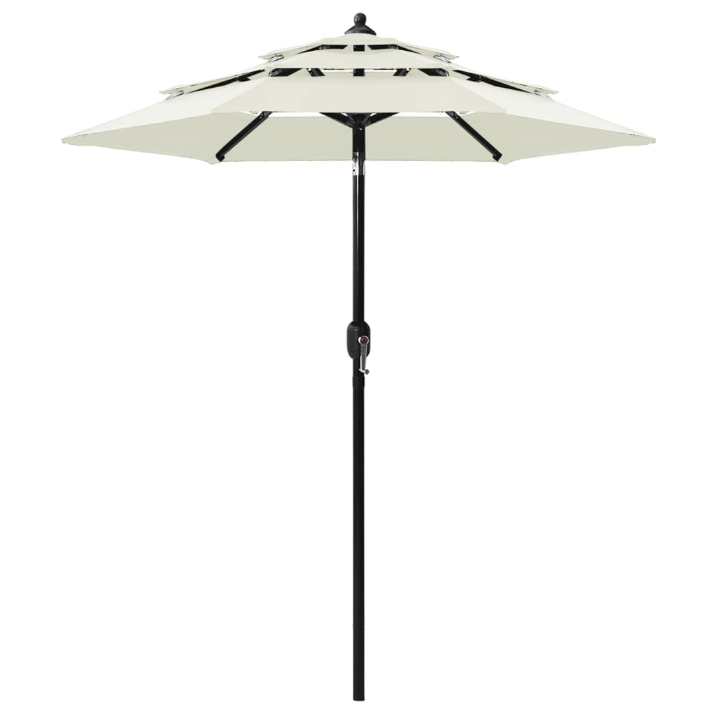 3-Tier Garden Parasol with Aluminium Pole Sand 2 m