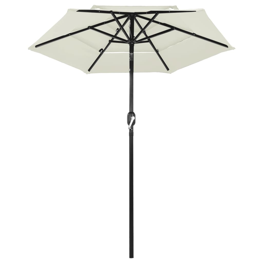 3-Tier Garden Parasol with Aluminium Pole Sand 2 m