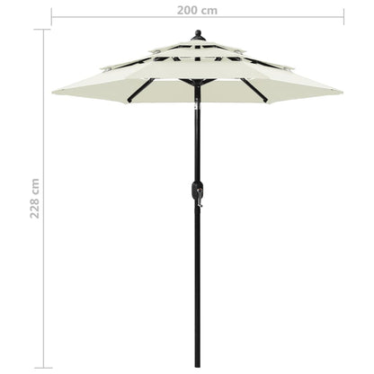 3-Tier Garden Parasol with Aluminium Pole Sand 2 m