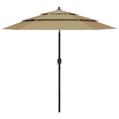 3-Tier Garden Parasol with Aluminium Pole Taupe 2.5 m