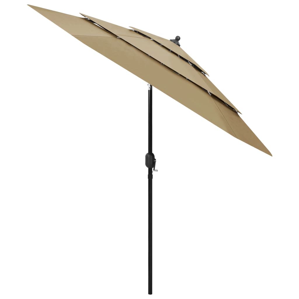 3-Tier Garden Parasol with Aluminium Pole Taupe 2.5 m