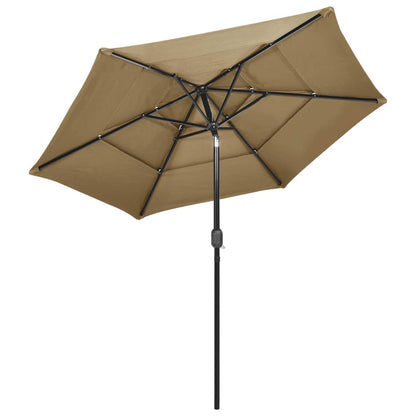 3-Tier Garden Parasol with Aluminium Pole Taupe 2.5 m