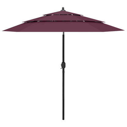 3-Tier Garden Parasol with Aluminium Pole Bordeaux Red 2.5 m