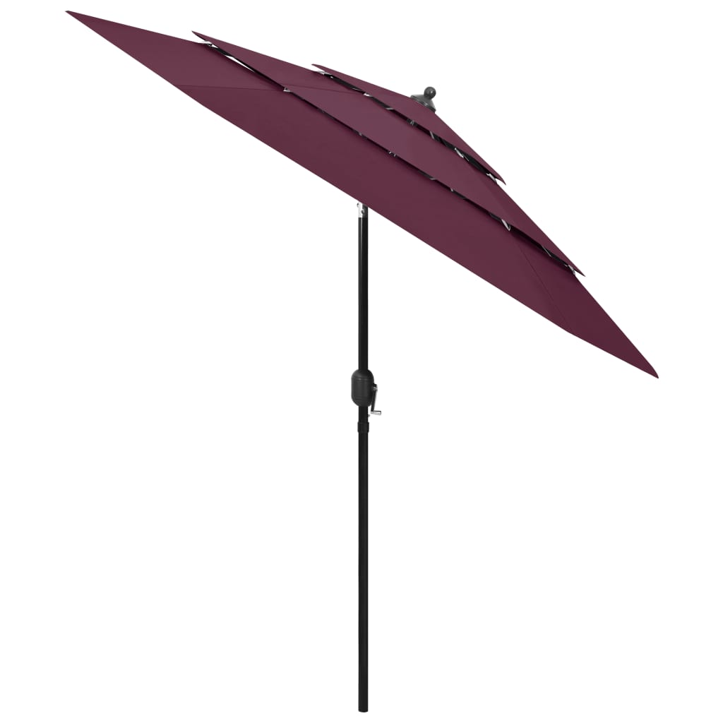 3-Tier Garden Parasol with Aluminium Pole Bordeaux Red 2.5 m