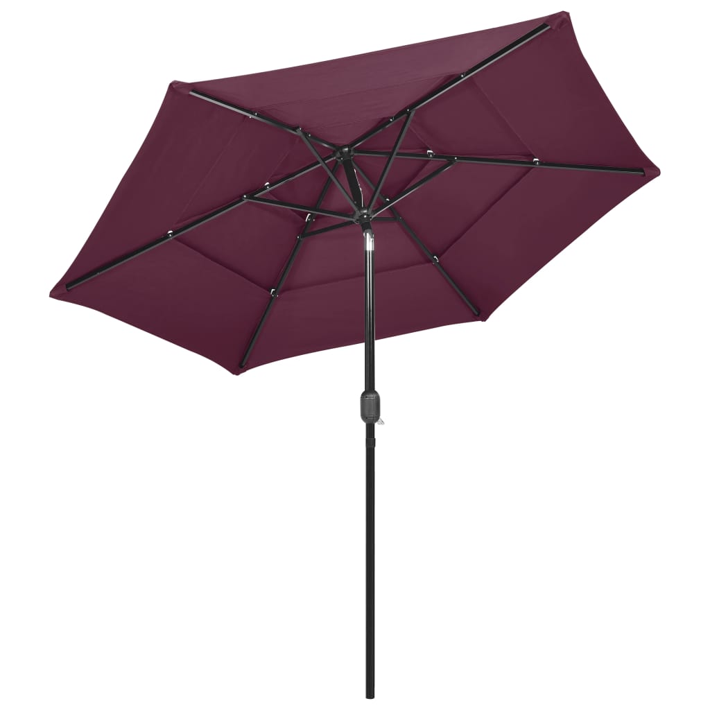 3-Tier Garden Parasol with Aluminium Pole Bordeaux Red 2.5 m