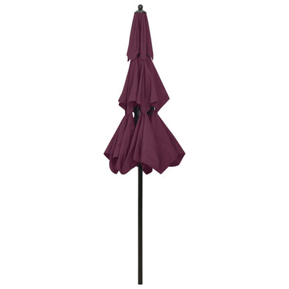 3-Tier Garden Parasol with Aluminium Pole Bordeaux Red 2.5 m