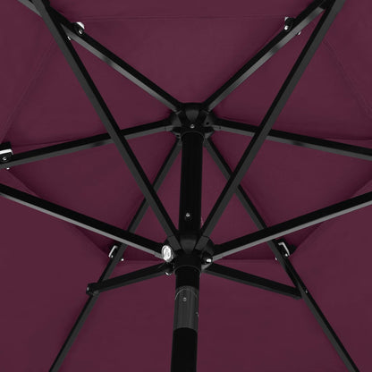 3-Tier Garden Parasol with Aluminium Pole Bordeaux Red 2.5 m