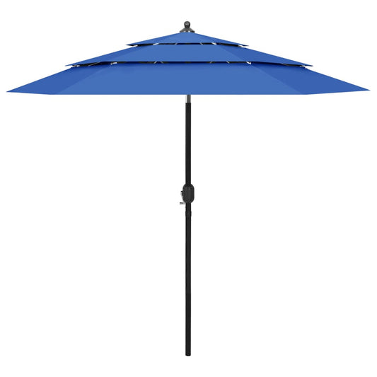 3-Tier Garden Parasol with Aluminium Pole Azure Blue 2.5 m