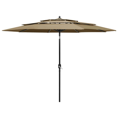 3-Tier Garden Parasol with Aluminium Pole Taupe 3 m