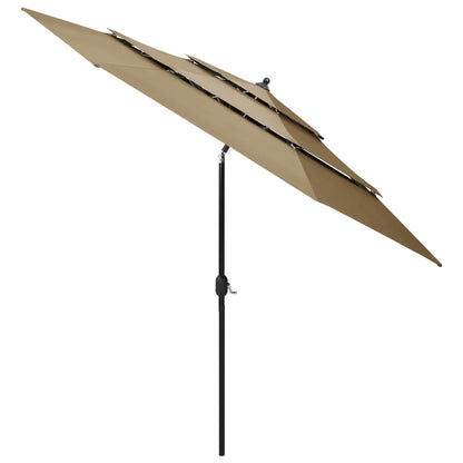 3-Tier Garden Parasol with Aluminium Pole Taupe 3 m