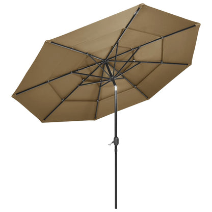 3-Tier Garden Parasol with Aluminium Pole Taupe 3 m