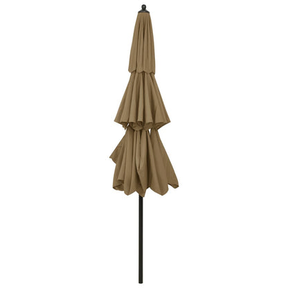 3-Tier Garden Parasol with Aluminium Pole Taupe 3 m